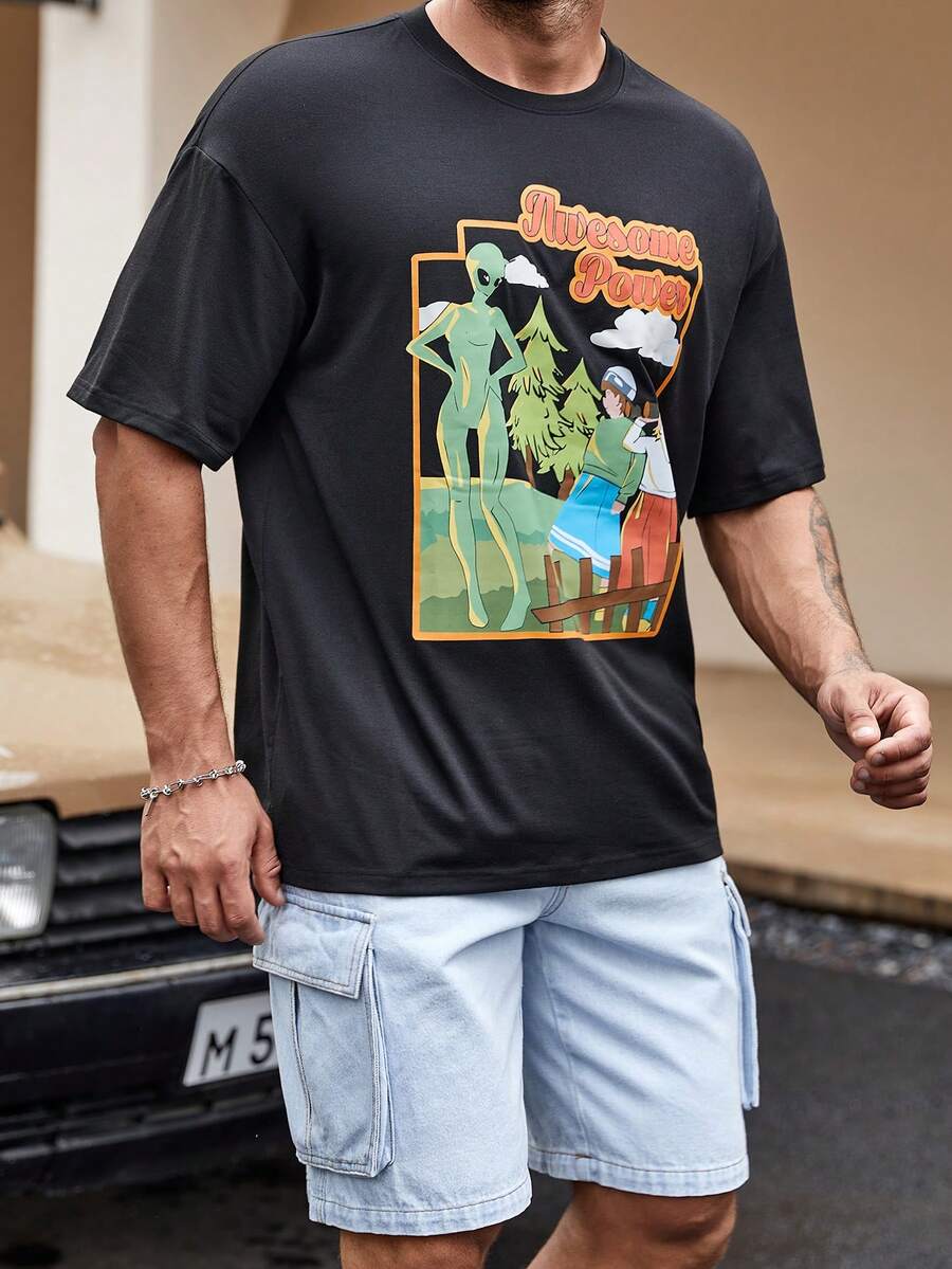 Manfinity Men Figure Graphic Tee - Black - View 1