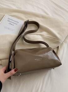 Medium Crossbody Bag Letter Detail Fashion Style - Camel - View 1