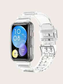 1 pieza Correa de reloj inteligente transparente blanca con diseño de glaciar, compatible con Huawei Watch Fit/Watch Fit 2, para mujeres y hombres - transparente - Ver 1