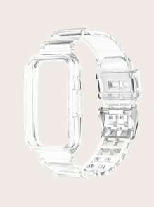 1 pieza Correa de reloj inteligente transparente blanca con diseño de glaciar, compatible con Huawei Watch Fit/Watch Fit 2, para mujeres y hombres - transparente - Ver 2