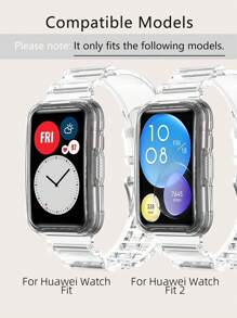 1 pieza Correa de reloj inteligente transparente blanca con diseño de glaciar, compatible con Huawei Watch Fit/Watch Fit 2, para mujeres y hombres - transparente - Ver 4