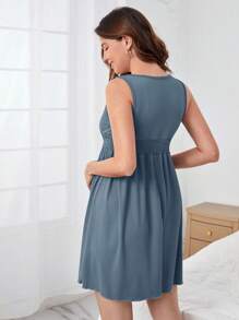 SHEIN 孕婦條紋針織打褶休閒服洋裝