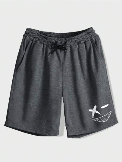 Guys Cartoon Graphic Drawstring Shorts