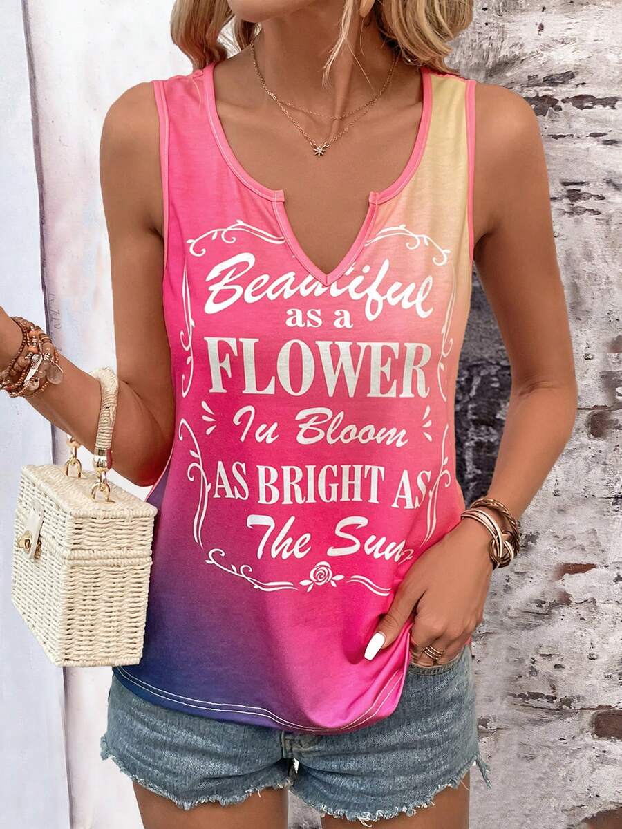 SHEIN LUNE Áo khoác và áo lót dành cho xe tăng nữ Slogan Giải trí - Hồng - Xem 1