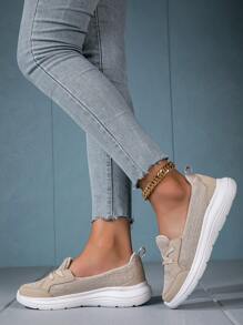 Giày lười nữ tối giản, giày thể thao ngoài trời - Màu be - Xem 5