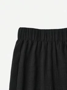 SHEIN LUNE Quần Plus Size Viên lá sen màu trơn Thanh lịch - màu đen - Xem 3