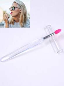 Cọ Trang Điểm 1 Di Động Cọ Môi Có Nắp Son Bóng Son Môi Applicator Đầu Silicon Mềm Mini Dụng Cụ Trang Điểm Bàn Chải Mỹ Phẩm - Màu Hồng Tươi - Xem 1