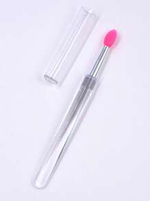Cọ Trang Điểm 1 Di Động Cọ Môi Có Nắp Son Bóng Son Môi Applicator Đầu Silicon Mềm Mini Dụng Cụ Trang Điểm Bàn Chải Mỹ Phẩm - Màu Hồng Tươi - Xem 2