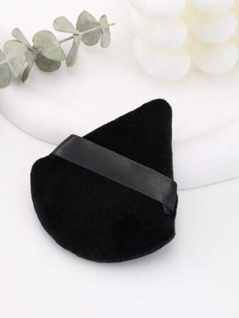 1pc Black Loose Powder Puff Triangle Cushion Crystal Velvet Soft Setting Powder Puff