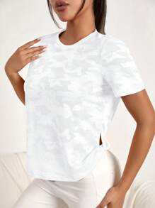 Easithlete 无缝拇指孔短款运动T恤健身背心健身房女式衬衫 - 白色 - 查看 4