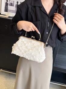 Cute Sweet Style White Lace Bag Three-Dimensional Flower Shoulder Bag - White - View 1