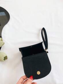 3pcs Argyle Pattern Square Bag Set Zipper Felt Fashion,Hand Bag,Clutch Bag,Shoulder Bag - Black - View 4