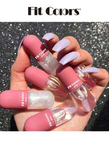 Fit Colors 迷你膠囊潤唇膏，1入組保濕唇彩透明彩色彈丸潤唇膏油亮白液體唇膏 - 銀色 - 查看 1
