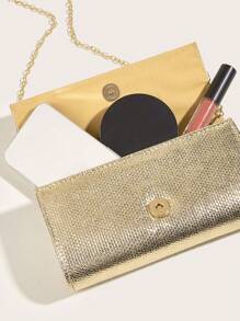 CEZIRA 發亮的PU皮革晚會包方形長鏈手拿包斜肩包手提包 - 金色 - 查看 6