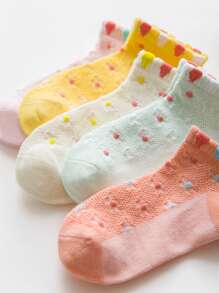 5pairs Kids Flower Pattern Hollow Out Ankle Socks For Summer - Multicolor - View 2