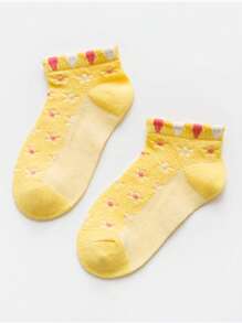 5pairs Kids Flower Pattern Hollow Out Ankle Socks For Summer - Multicolor - View 5