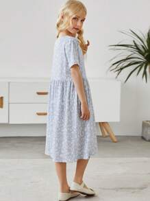 Toddler Girls Leopard Print Smock Dress - Light Grey - View 2