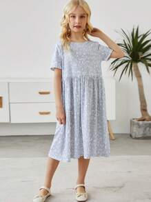 Toddler Girls Leopard Print Smock Dress - Light Grey - View 3