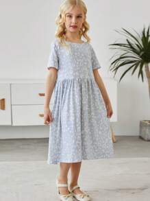 Toddler Girls Leopard Print Smock Dress - Light Grey - View 4