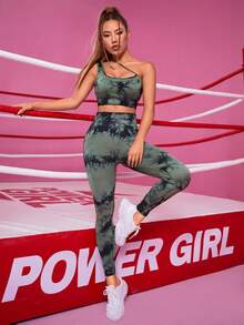 Easithlete 紮染單肩運動套裝 - 彩色 - 查看 3