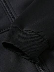 Manfinity Homme Men Zip Up Kangaroo Pocket Sweatshirt - Black - View 5