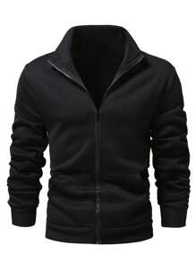 Manfinity Homme Men Zip Up Kangaroo Pocket Sweatshirt - Black - View 6
