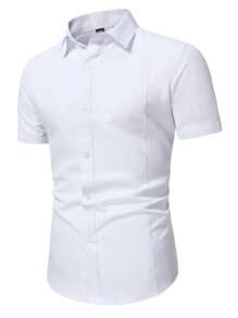 Manfinity Mode Nam Chất rắn Nút Lên Áo sơ mi - trắng - Xem 1