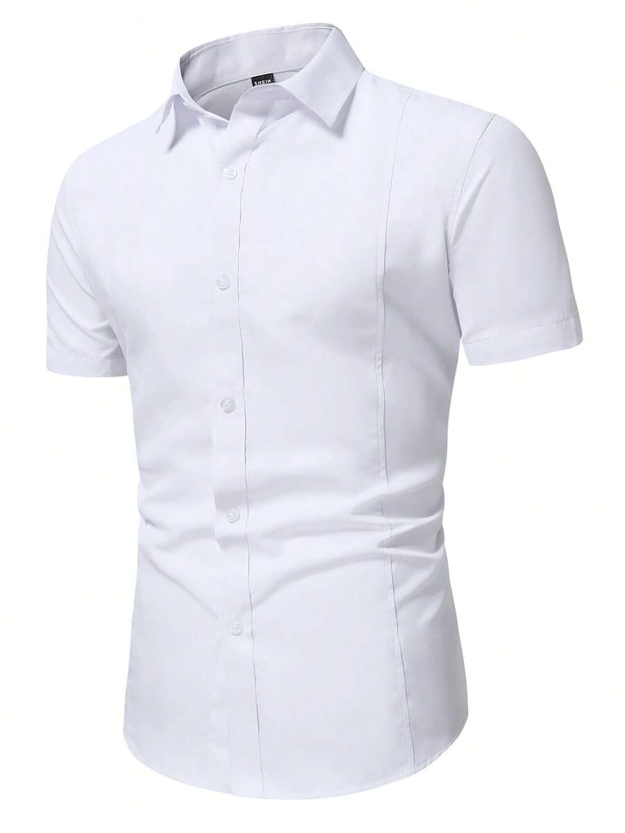 Manfinity Mode Nam Chất rắn Nút Lên Áo sơ mi - trắng - Xem 1