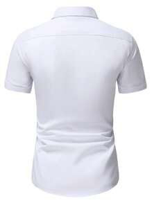 Manfinity Mode Nam Chất rắn Nút Lên Áo sơ mi - trắng - Xem 2