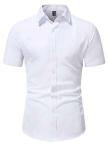 Manfinity Mode Nam Chất rắn Nút Lên Áo sơ mi - trắng - Xem 5