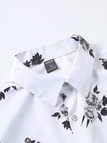 Manfinity RSRT Áo sơ mi nam ombre in hoa không có áo phông, áo sơ mi ngắn tay cài khuy nghệ thuật đồ họa cho chồng - Đen và trắng - Xem 4