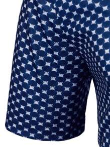 Manfinity Homme 男士滿版印花條紋飾邊POLO衫 - 藏蓝色 - 查看 6