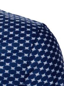 Manfinity Homme 男士滿版印花條紋飾邊POLO衫 - 藏蓝色 - 查看 7