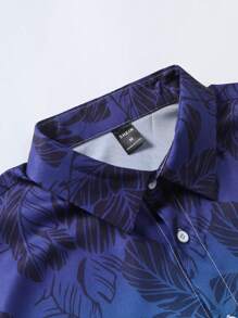 Manfinity RSRT Lỏng lẻo phù hợp Nam Bản in nhiệt đới Bóng Áo sơ mi & Bộ quần short - Màu xanh lam - Xem 5