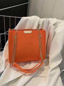 Small Square Bag Funky Neon Orange Chain Polyester - Orange - View 4