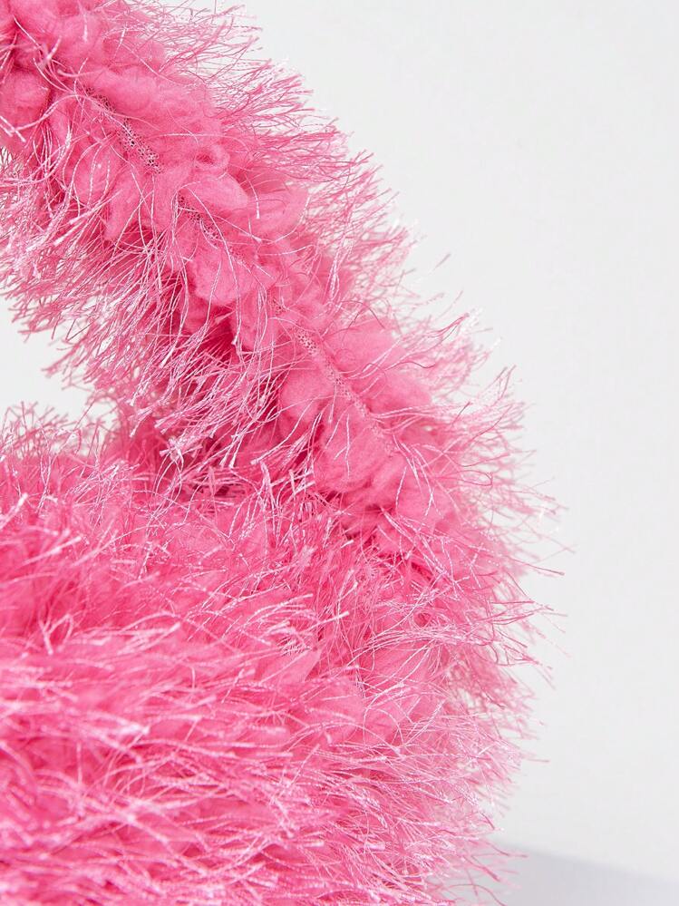 Fuzzy, Soft, Plush Mini Satchel Bag Pink Fluffy Polyester Zipper pink For Girls, Women, College Students, Rookies & White-collar Workers For Work, Office, Commute, For Autumn & Winter, Warm Winter, Outdoors, For Party, Prom, Wedding - Pink - View 3