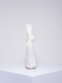 Vit Virkad Väska Minimalistisk Knot Decor Polyester - Vitt - Visa 4