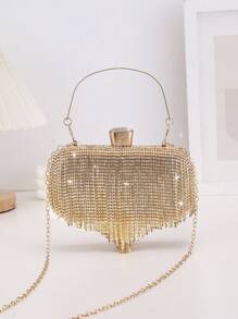 迷你晚會包水鑽裝飾魅力四射鏈條 - 金色 - 查看 1