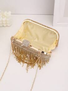 迷你晚會包水鑽裝飾魅力四射鏈條 - 金色 - 查看 2