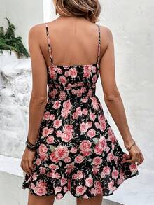 Đầm Cắt ra Viên lá sen Thắt nơ trước Hoa Tất cả trên in Boho - Nhiều màu - Xem 2