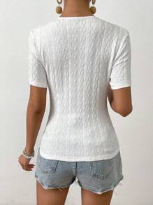 SHEIN LUNE Solid Criss Cross Front Tee