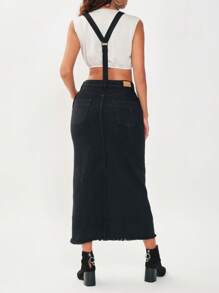 SHE(IN) BRASIL 高衩牛仔背帶裙不帶上衣 - 黑色 - 查看 2
