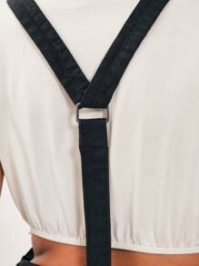 SHE(IN) BRASIL 高衩牛仔背帶裙不帶上衣 - 黑色 - 查看 5