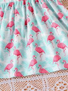 SHEIN Đầm bé gái Xù Nhiệt đới Chim hồng hạc Dễ thương - Nhiều màu - Xem 3