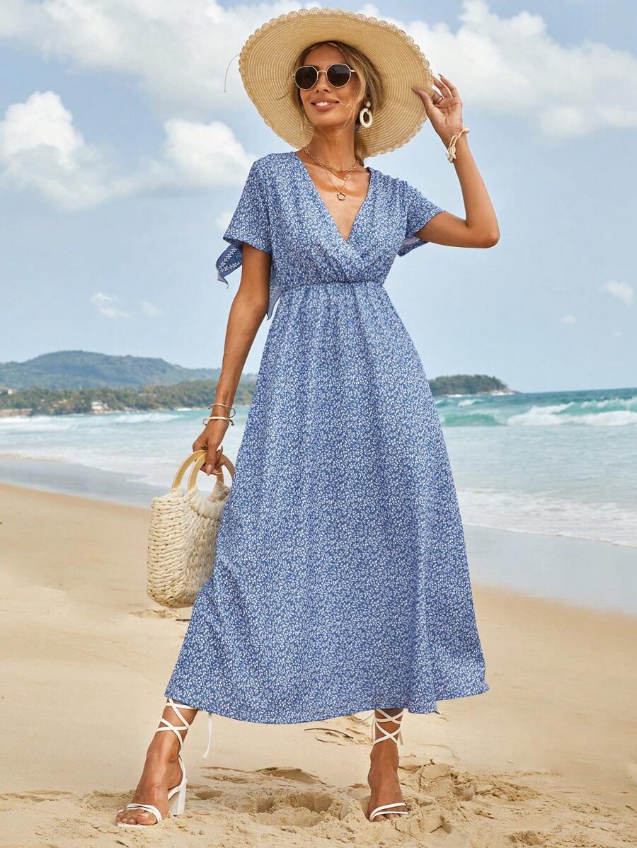 EURMUSE 碎花高衩連衣裙