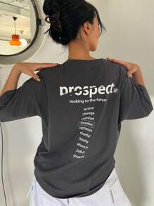 DAZY Áo thun nữ Slogan Giải trí - Xám - Xem 1