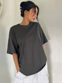 DAZY Áo thun nữ Slogan Giải trí - Xám - Xem 2