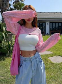 DAZY Áo nữ màu trơn Giải trí - Hồng - Xem 6