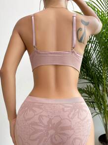 Women's Lingerie Set (seamless Bra & Triangle Panties) In Lotus Pink - Dusty Pink - View 2