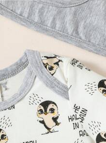 Baby Boy Cartoon & Slogan Graphic Bodysuit & Short Set - Nhiều màu - Xem 7